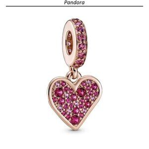 Rose Gold Heart Pendant with Pink Crystals